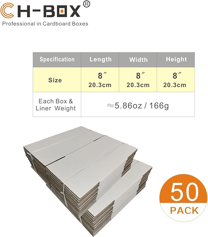 50 Pack 8x8x8 Inches Small Shipping Boxes, Corrugated Cardboard Cube Mailers - Image 2