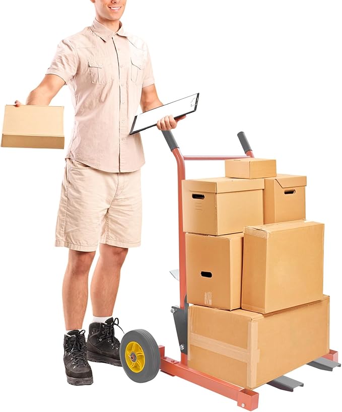 Hydraulic Material Lift Winch Stacker, 577 LBS Capacity Manual Forklift Pallet by RENFANSHOP