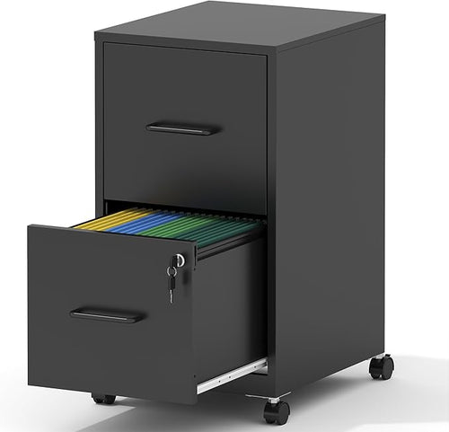 2 Drawer Mobile File Cabinet, Metal Under Desk Filing Cabinet by BIZOEIRON