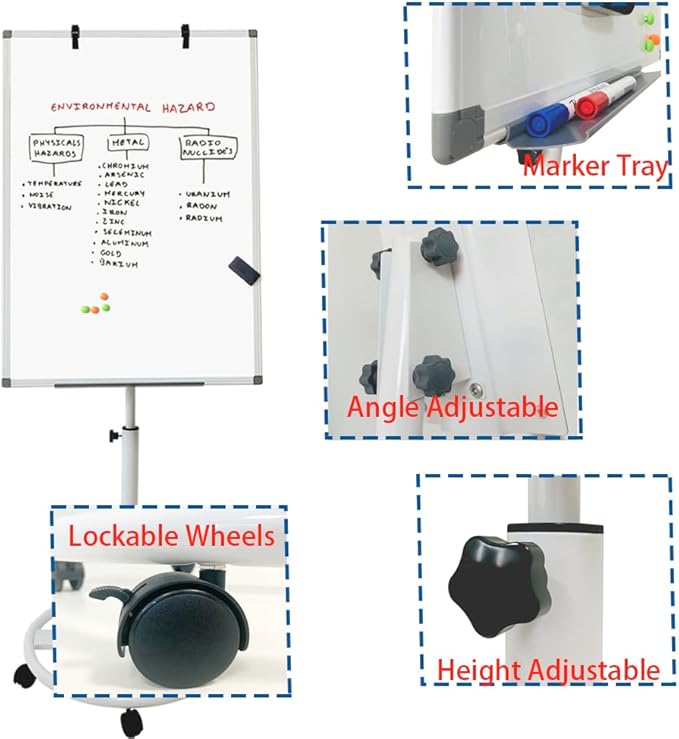 Mobile Dry Erase Board – 40x28 inches Height Adjustable Magnetic Portable - Image 4