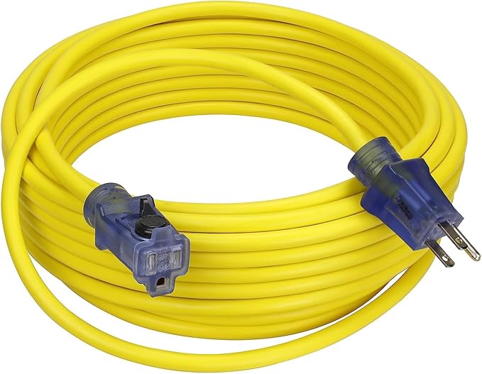 Clear Power 50ft 14/3 SJTW Yellow Outdoor Extension Cord & Heavy Duty Cord - Image 4
