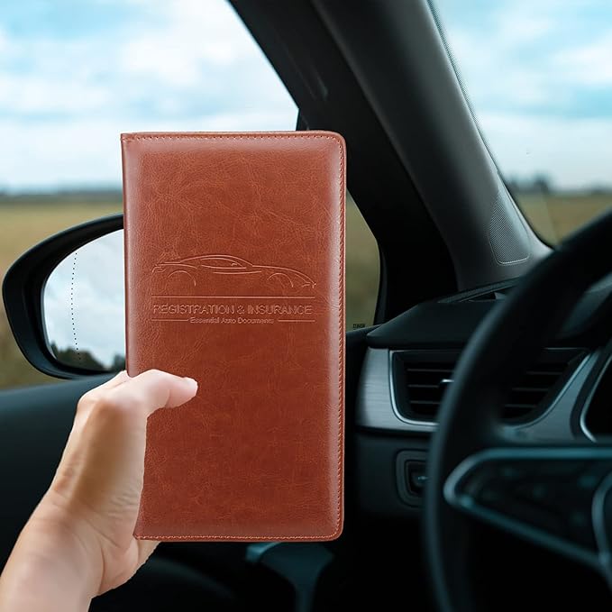 Car Registration and Insurance Holder, Premium Pu Leather Vehicle Glove Box - Image 5
