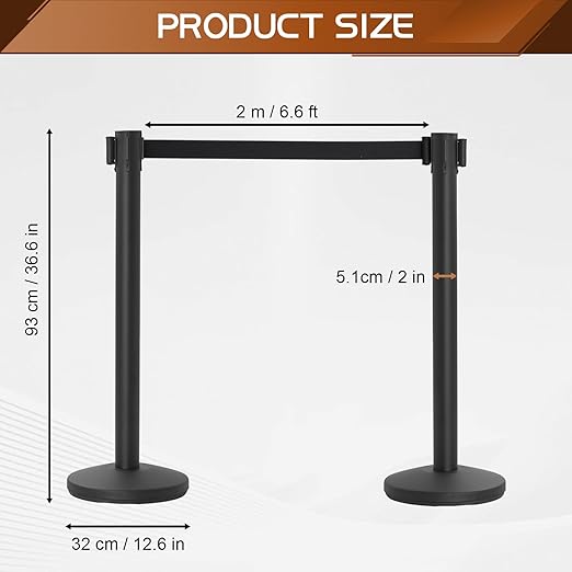 Stanchions with Retractable Belts, 6 Pieces Crowd Control Barrier, Stanchion - Image 4