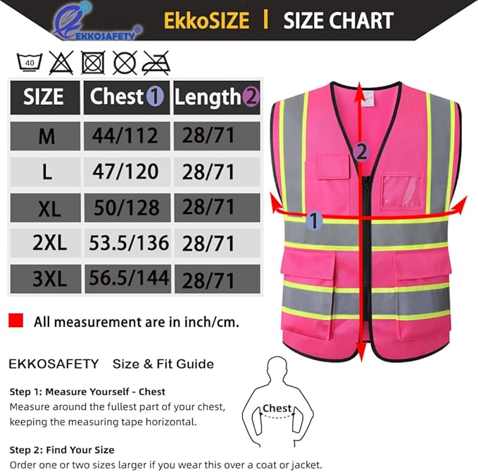 Pink High Visibility Safety Vest - Image 2