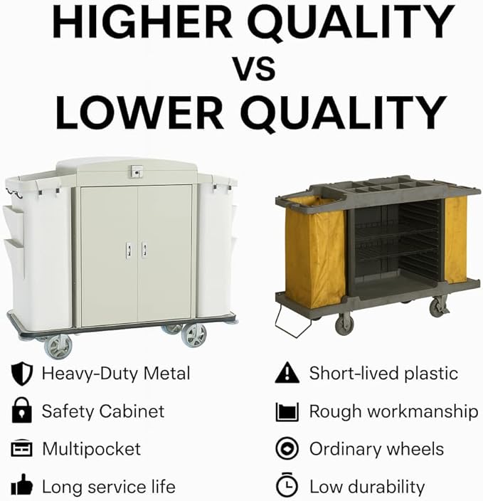 Heavy Duty Metal Housekeeping Janitorial Cart - Image 3