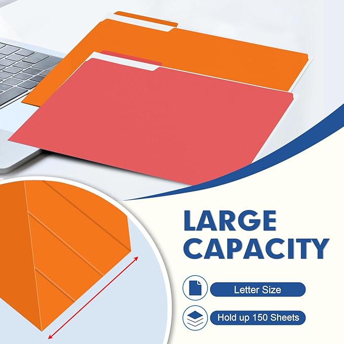 File Folder, PANDRI 220 Pack Colored File Folder, 1/3 Cut Tab, Letter Size - Image 5