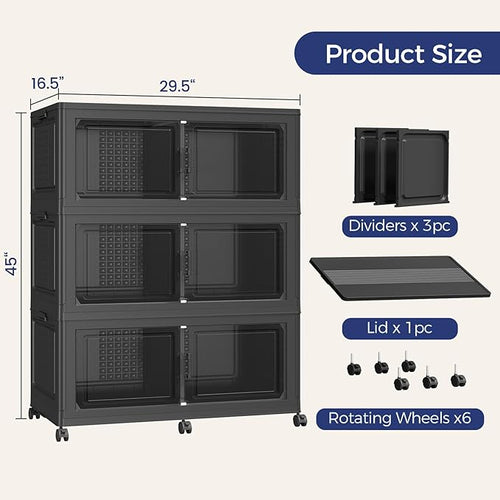 120GAL Storage Bins with Lid and Wheels, Stackable Closet Organizers and - Image 2