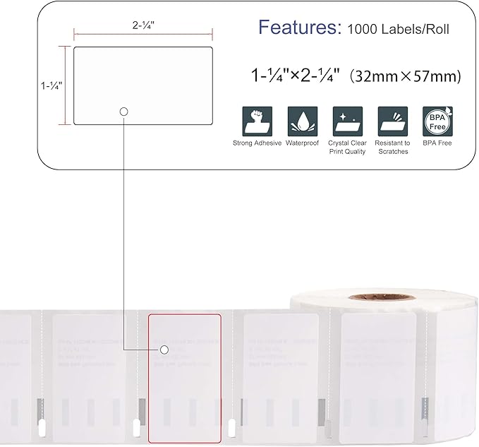L LIKED 10 Rolls, 1000 Labels/Roll 2-1/4" x 1-1/4" Direct Thermal Labels - Image 3