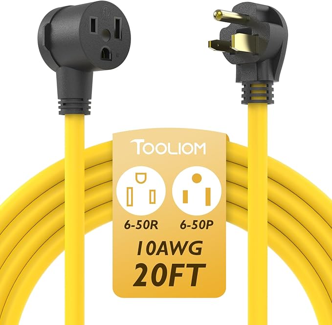 TOOLIOM 30A 10AWG 20FT Welder Extension Cord 6-50P to 6-50R Heavy Duty Power by TOOLIOM