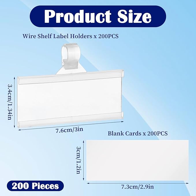 200 Pcs Plastic Wire Shelf Label Holders - Image 3