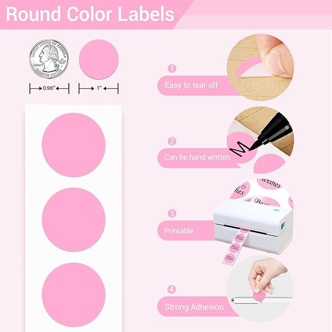 1 Inch Circle Dot Stickers 1000 PCS Color Coding Thermal Labels Dots Writable - Image 3