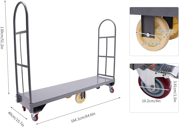 Gray Heavy Duty U-Boat Platform Truck Cart - Image 2