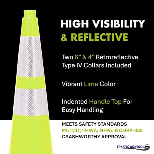 380 Pack 28" Inch Lime Traffic Safety Cones - Image 4
