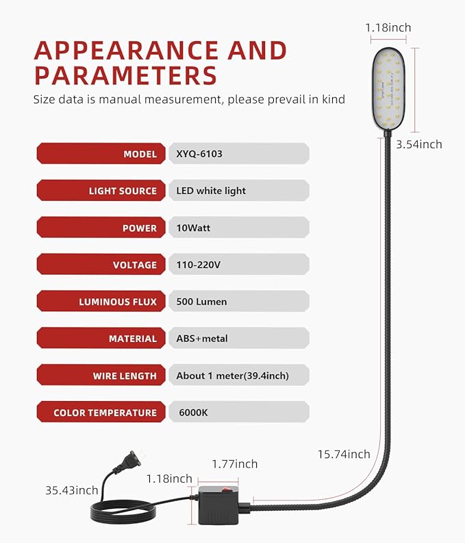 5W Magnetic Work Light, 500 Lumen LED Flexible Gooseneck Lamp - Image 6