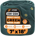 Xpose Safety Heavy Duty Green Mesh Tarp 7' x 18' – 70% Sunblock Shade Cloth with Grommets for Garden, Fence, Privacy Screen, Canopies, Dump Trucks, Pool Cover – Tear & Weather Resistant by XposeSafety