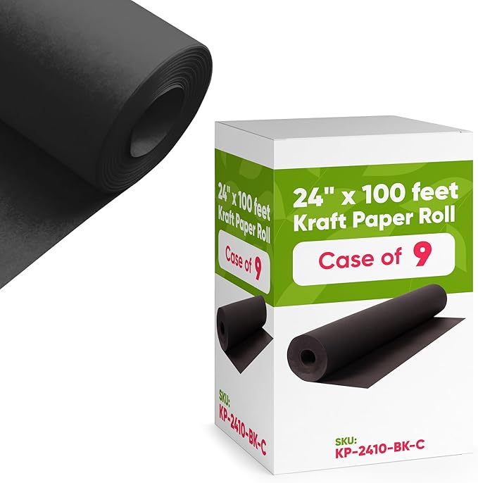 24" x 1200" Black Kraft Paper, 45 lbs Thickness, Made in USA Kraft Paper by Paclord