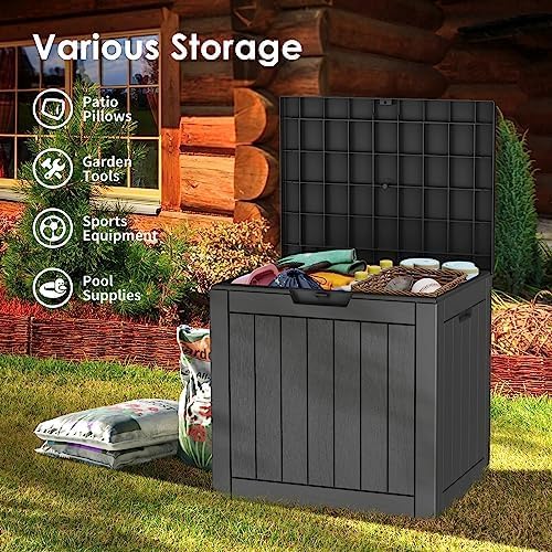 30 Gallon Deck Box, Waterproof Resin Outdoor Storage Box with Lockable Lid, Patio Storage Box Featuring Fade Resistant for Patio Furniture Cushions, Pool Accessories, Garden Tools, Black - Image 4