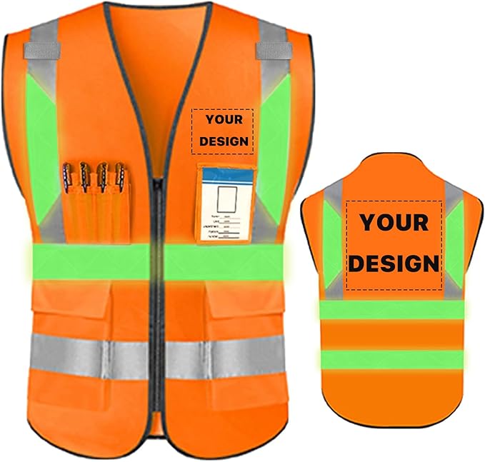 YOWESHOP High Reflective Visibility Safety Vest Custom Your Logo Safety Workwear by YOWESHOP