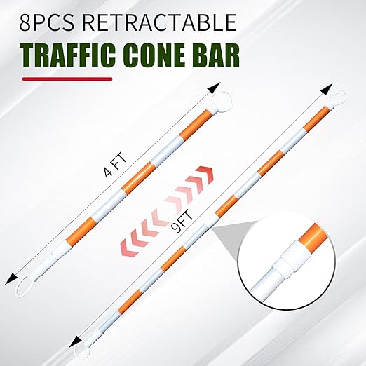 BESEA 8pack Traffic Cone Bar 4 to 9FT Retractable Bars Perfect - Image 5