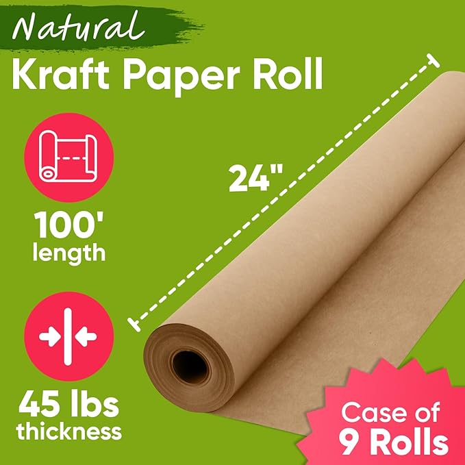 24" x 1200" Brown Craft Paper, 45 lbs Thickness, Made in USA Kraft Paper - Image 2