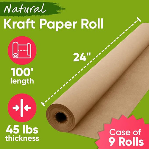 24" x 1200" Brown Craft Paper, 45 lbs Thickness, Made in USA Kraft Paper - Image 2