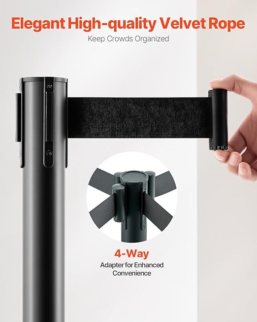 VEVOR Stanchion Post, Carbon Steel Black Stanchions Queue - Image 6
