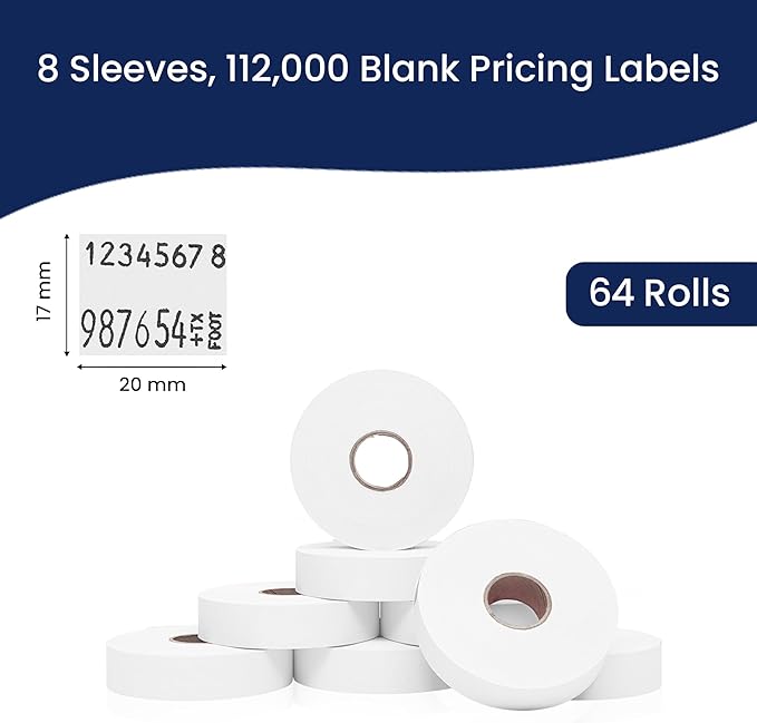 White Pricing Labels for Monarch 1136 Price Gun – Case of 8 Sleeves, 64 Rolls - Image 3