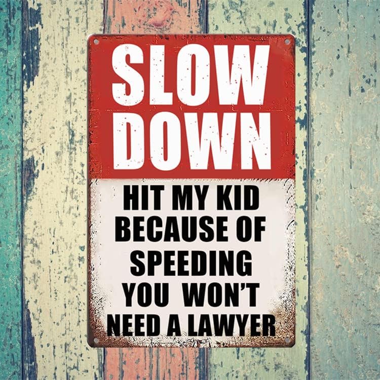 Slow Down Signs Children At Play Safety Signs For Street Caution Warning Kids Playing Safety Tin Sign Speed Limit Crossing Guard Stop Children Playing Yard Road Visual Signal Slow Down Hit My Kid - Image 5