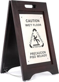 Premium Wooden Caution Wet Floor Sign – Bilingual w/Non-Skid Plastic Feet by WholesaleHotelProducts