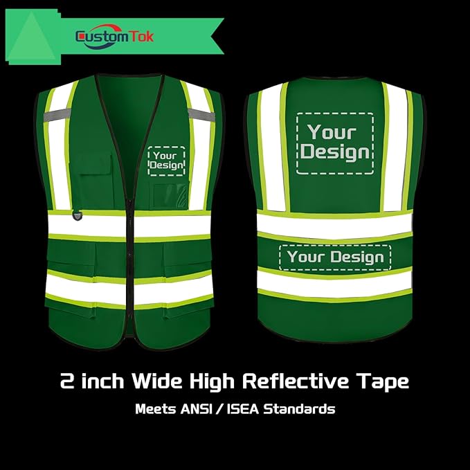 Custom Safety Vest with Logo Pockets High Visibility Reflective Vests - Image 2