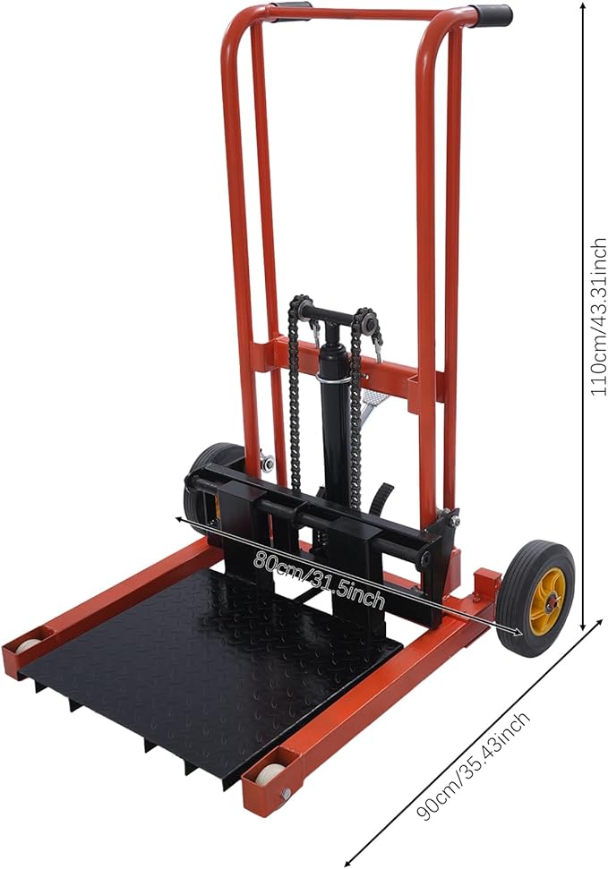 Hydraulic Material Lift 450 lbs Capacity, 36 Inch Lift Height Manual Stacker - Image 3