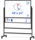 Double-Sided White Board on Wheels, 48x60 Inch Large Magnetic Mobile Dry Erase by Maxtek
