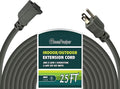 12 Gauge Indoor Outdoor Heavy Duty Grey Extension Cord 25 FT, 12 AWG SJTW by GreenProsper