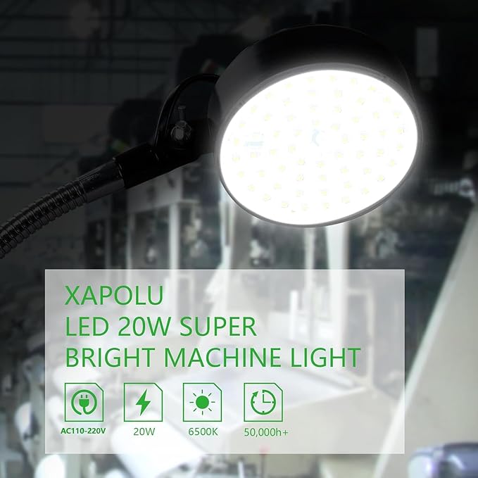 20W LED Work Light with Flexible Gooseneck, 2000 Lumens 6500K 110V US Plug - Image 2