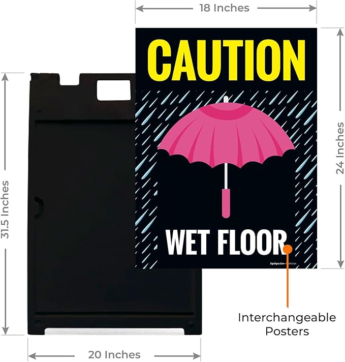 Caution Wet Floor Umbrella Sidewalk Sign Kit, 18x24 Inches, - Image 3