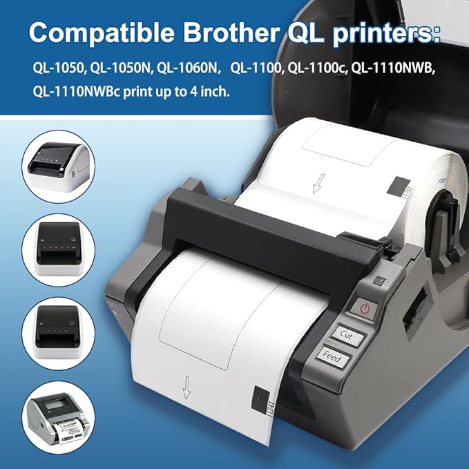Label KINGDOM Replace for Brother DK-1241 Die-Cut 4" x 6" Large Shipping White - Image 2