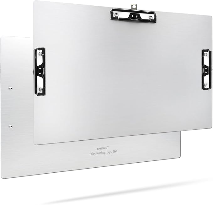 Three Clip Aluminum 11x17 Clipboard Metal Stainless Hangable Clipboards Art Pen by Liushun