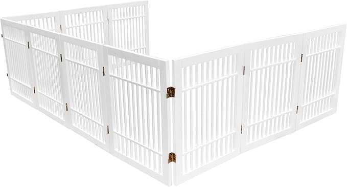 Pet Dog Gate Strong and Durable Freestanding Folding Acacia Hardwood Portable - Image 9