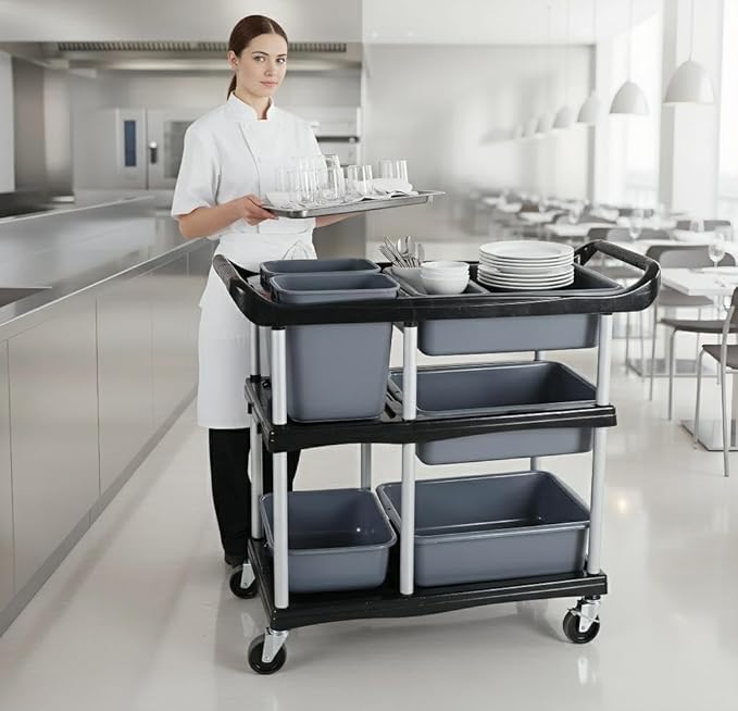 ZQZ-Store Storage Cart 3 Tier Heavy Duty Commercial Grade Utility Cart - Image 4