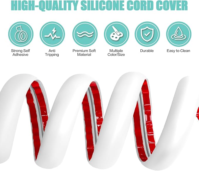 Floor Cord Cover Self Adhesive Cord Hider, 20FT Cable Management, Extension - Image 3