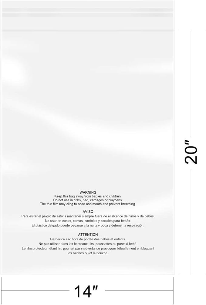 iMailer - 1000 Count - 14" x 20" Clear Plastic Poly Bags - Image 2
