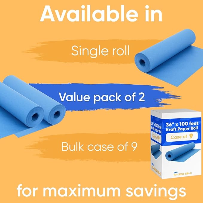 36" x 1200" Dark Blue Kraft Paper Roll, 45 lbs Thickness, Made in USA Colored - Image 2