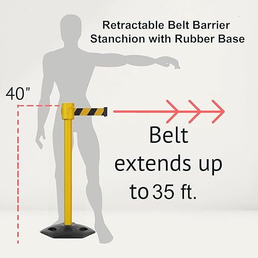 Montour Line MSR760 Set of 2 Retractable Belt Barrier Stanchion, Rubber Base - Image 2