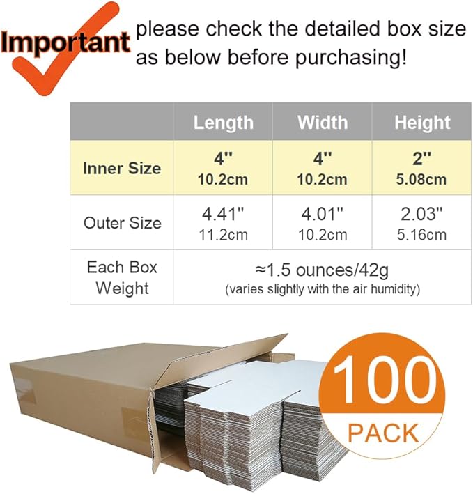 100 Pack 4x4x2'' Small Shipping Boxes, Corrugated Cardboard Mailers - Image 2