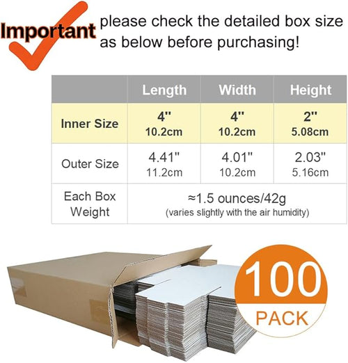 100 Pack 4x4x2'' Small Shipping Boxes, Corrugated Cardboard Mailers - Image 2