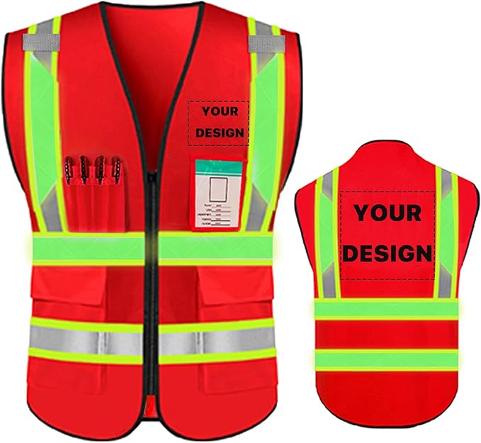 YOWESHOP High Reflective Visibility Safety Vest Custom Your Logo Safety Workwear by YOWESHOP