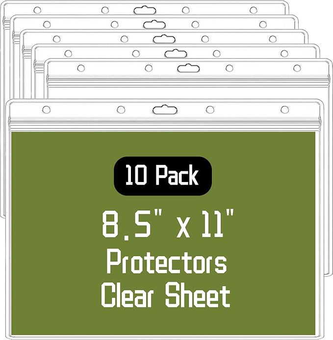 10 Pack Sheet Protectors，8.5" x 11" Waterproof Resealable Zip Wall Sign Holder by Hsyydzi
