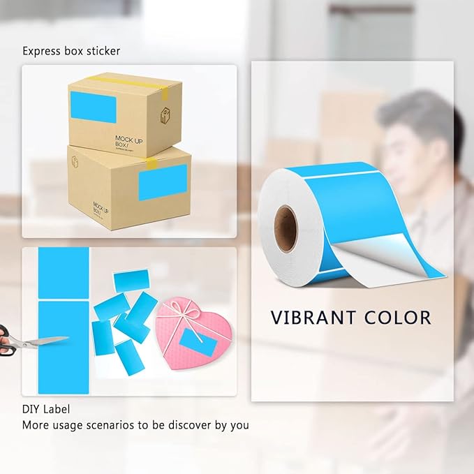 PARLAIM 3" x 5" Rectangle Adhesive Color Code Stickers, 250 per Dispenser Box - Image 4