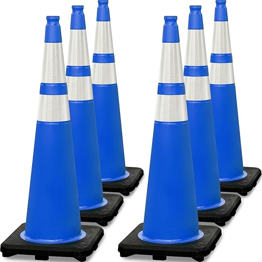 6 Pack 36" Large-Sized PVC Traffic Cones by OranLite