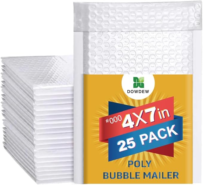 Water Resistant Bubble Envelope Mailers 4 inch x 7 inch #000 White Poly Padded by Unknown